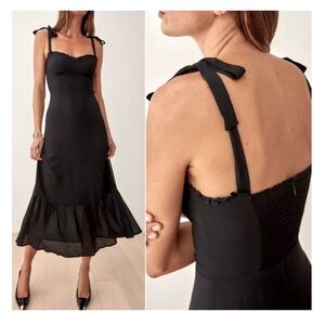 Reformation black midi dress size 2